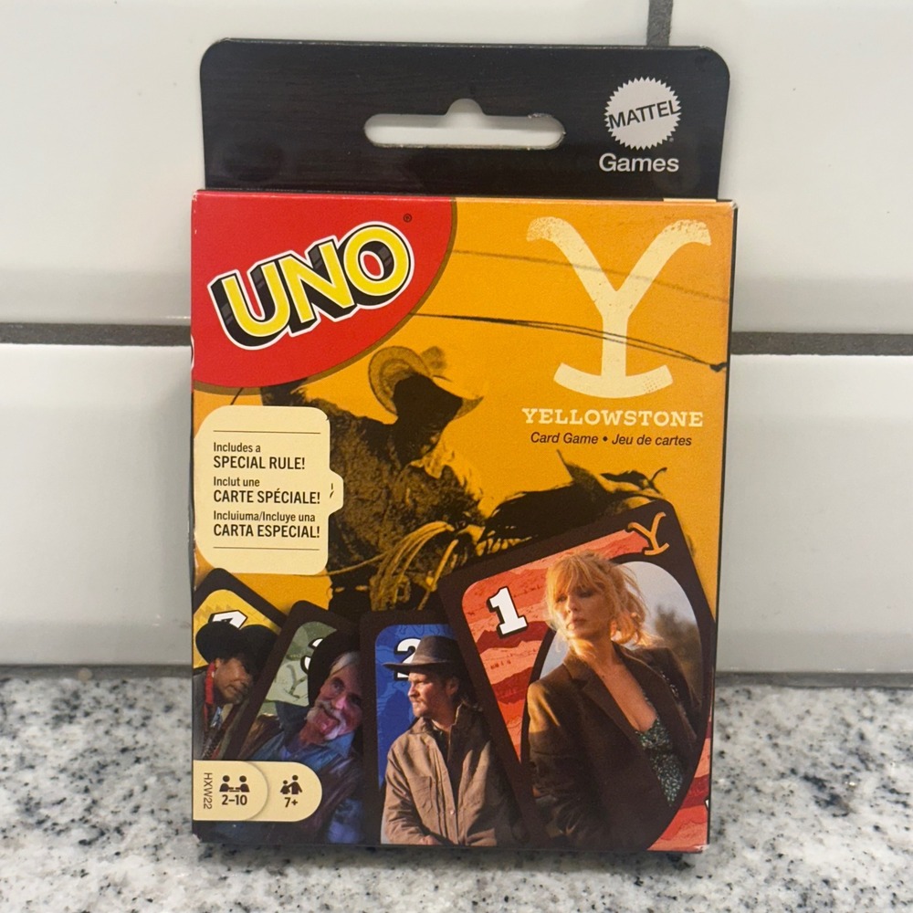 Mattel UNO Yellowstone Card Game Orange Special Rule Western TV Show‎ Family Fun